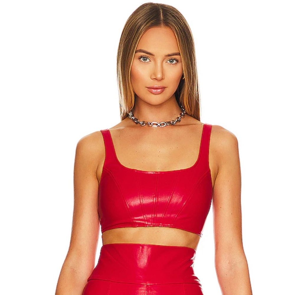 Amanda Uprichard Pittito Crop Top in Lipstick